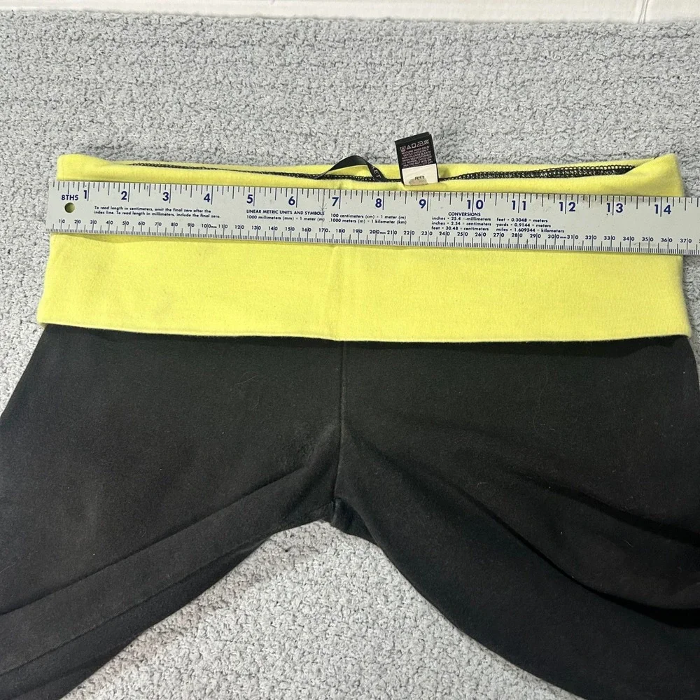 Victoria's Secret Foldover Leggings 2012 Bling Sz S Black Yellow Crop Trendy Y2K